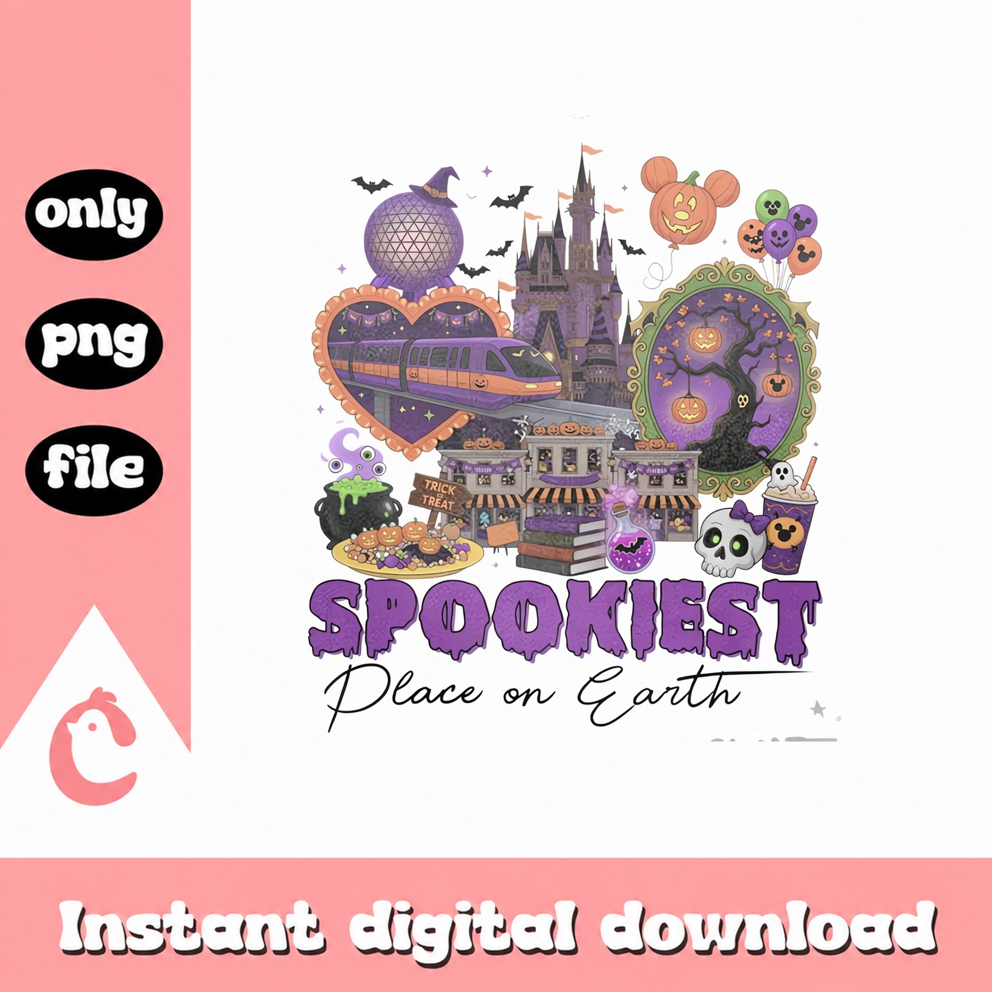 Disney Halloween Spookiest Place On Earth, Mickey Mouse PNG, Halloween PNG
