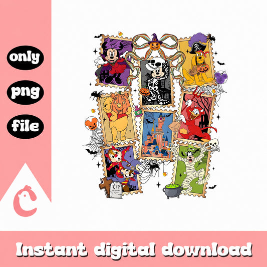 Disney Halloween Stamps PNG, Mickey Minnie Pooh, Halloween PNG