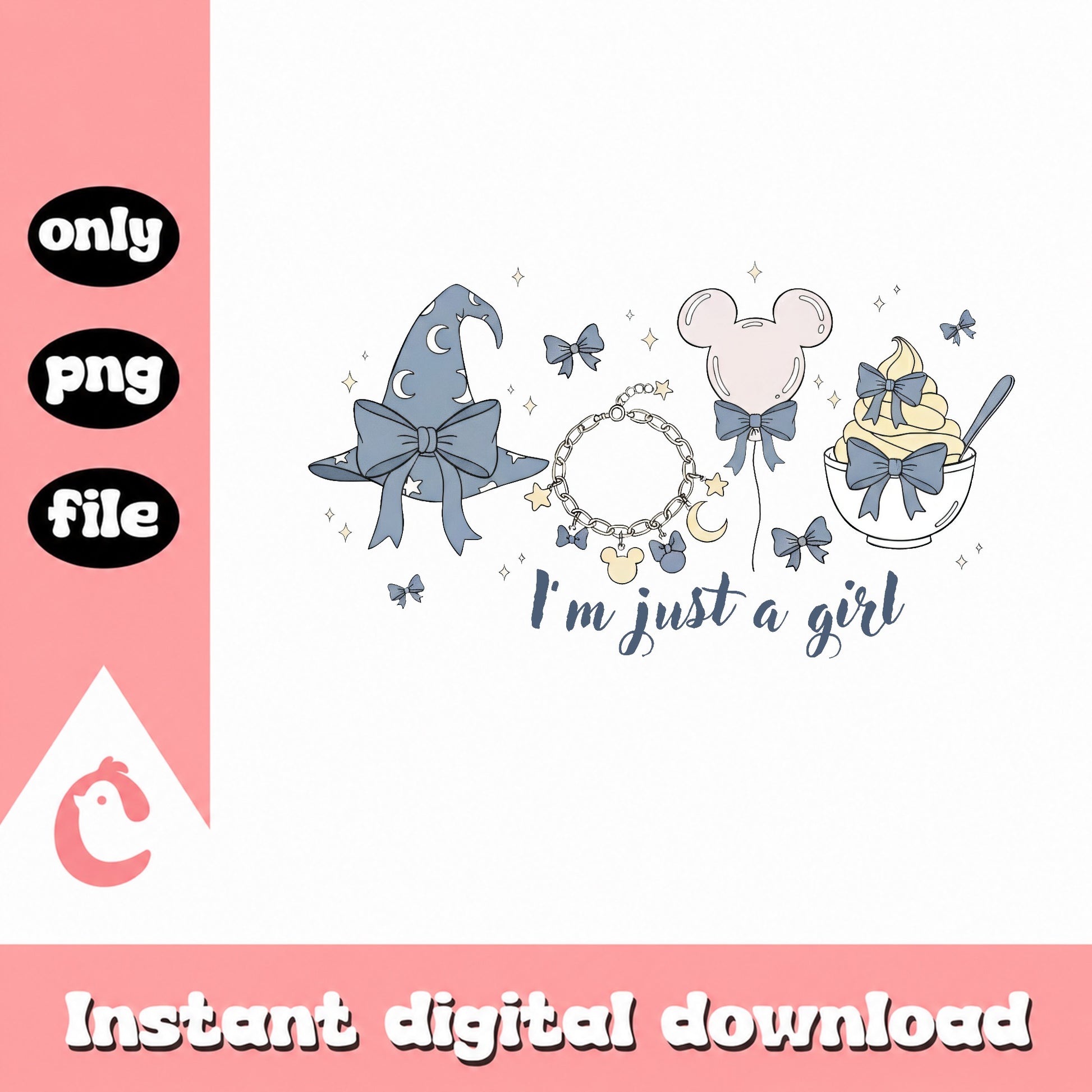 Disney I'm Just A Girl PNG, Mickey Mouse Bow PNG, Disney Girl PNG