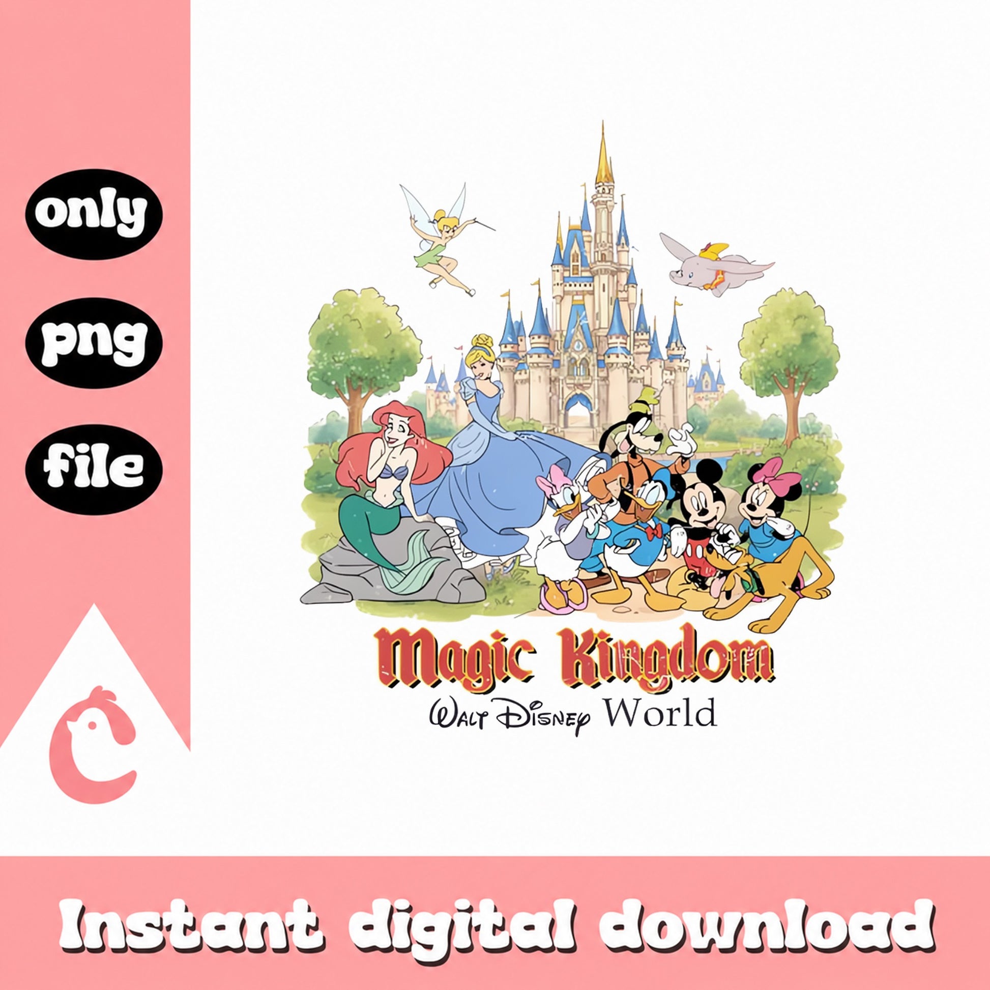 Disney Magic Kingdom Castle PNG, Disney Characters Clipart, PNG File