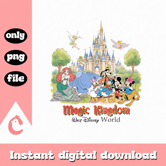 Disney Magic Kingdom Castle PNG, Disney Characters Clipart, PNG File