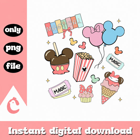 Disney Magical Snacks PNG, Mickey Minnie Food Bundle, Disney Trip PNG