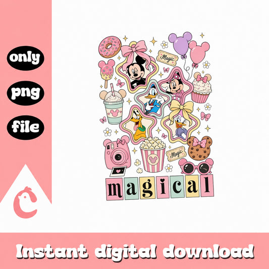 Disney Magical Sticker Bundle, Mickey Minnie Donald Daisy, PNG