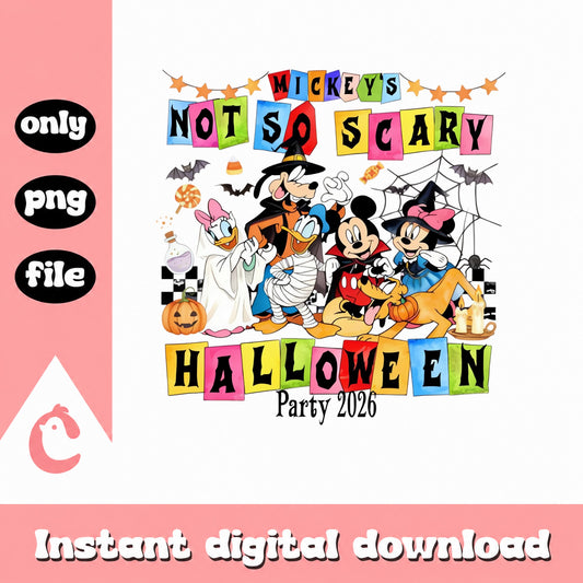 Disney Mickey And Friends Halloween PNG, Not So Scary Party, PNG File