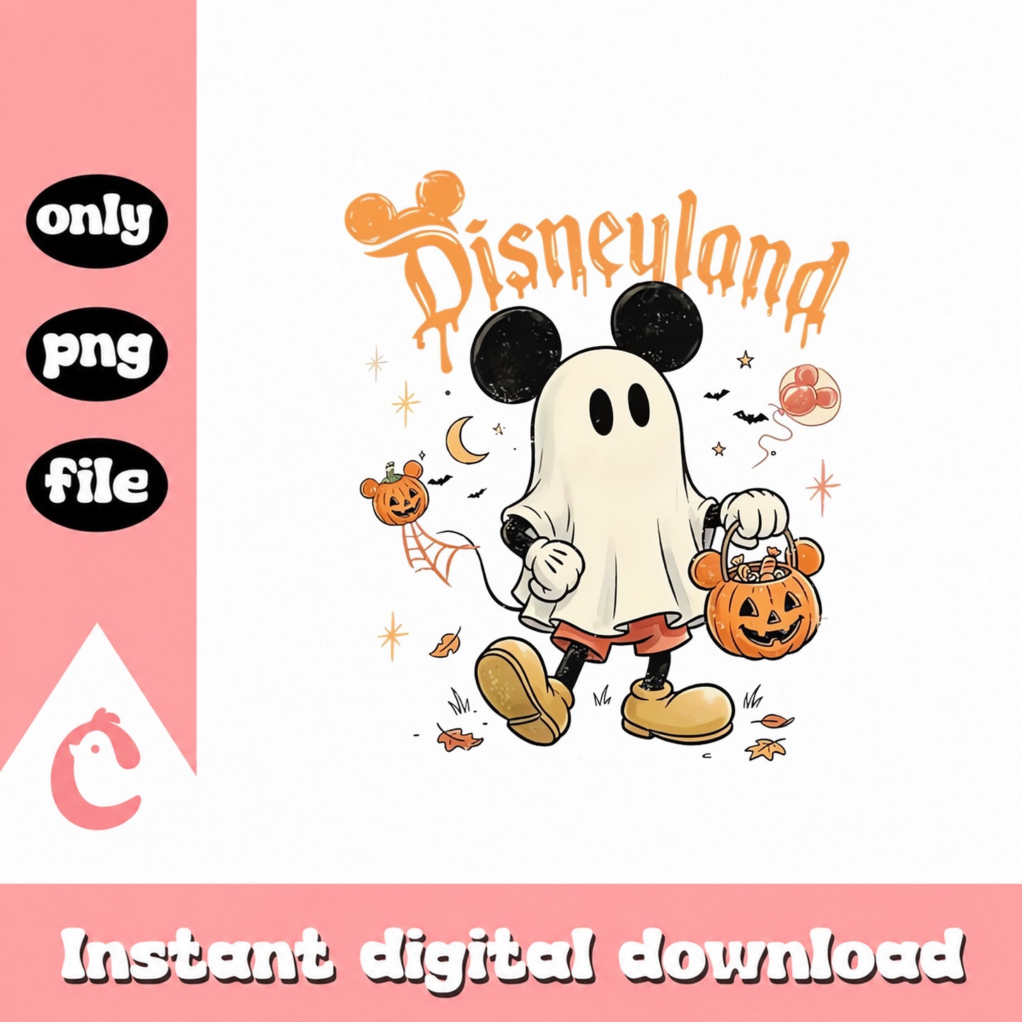 Disney Mickey Ghost Halloween PNG, Disneyland Spooky, PNG File