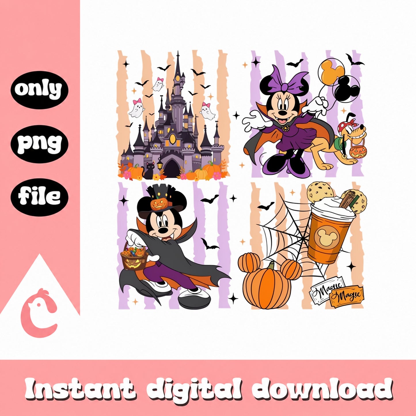 Disney Mickey Minnie Halloween PNG, Fall Pumpkin Castle, PNG