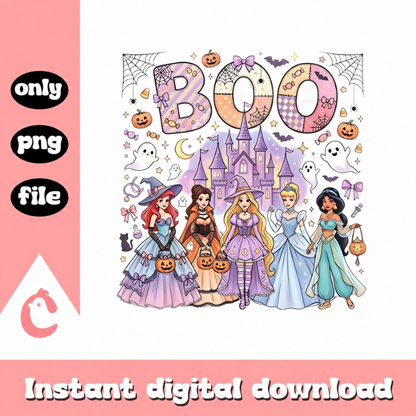 Disney Princess Boo Halloween PNG, Trick Or Treat PNG, PNG File