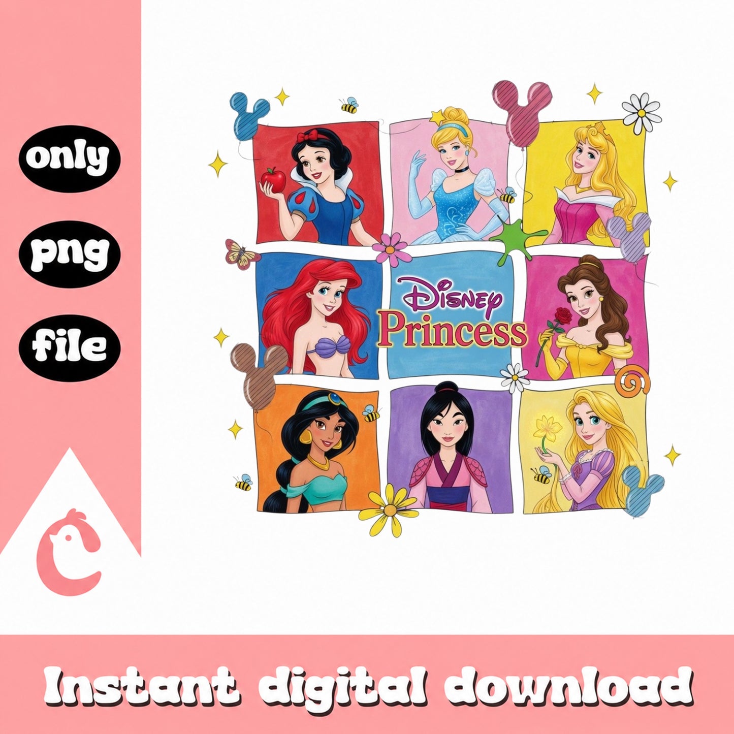 Disney Princess Bundle PNG, Ariel Cinderella Belle PNG, Disney Girls PNG
