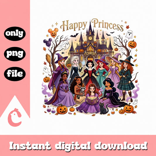 Disney Princess Halloween Castle PNG, Happy Princess Halloween, PNG File
