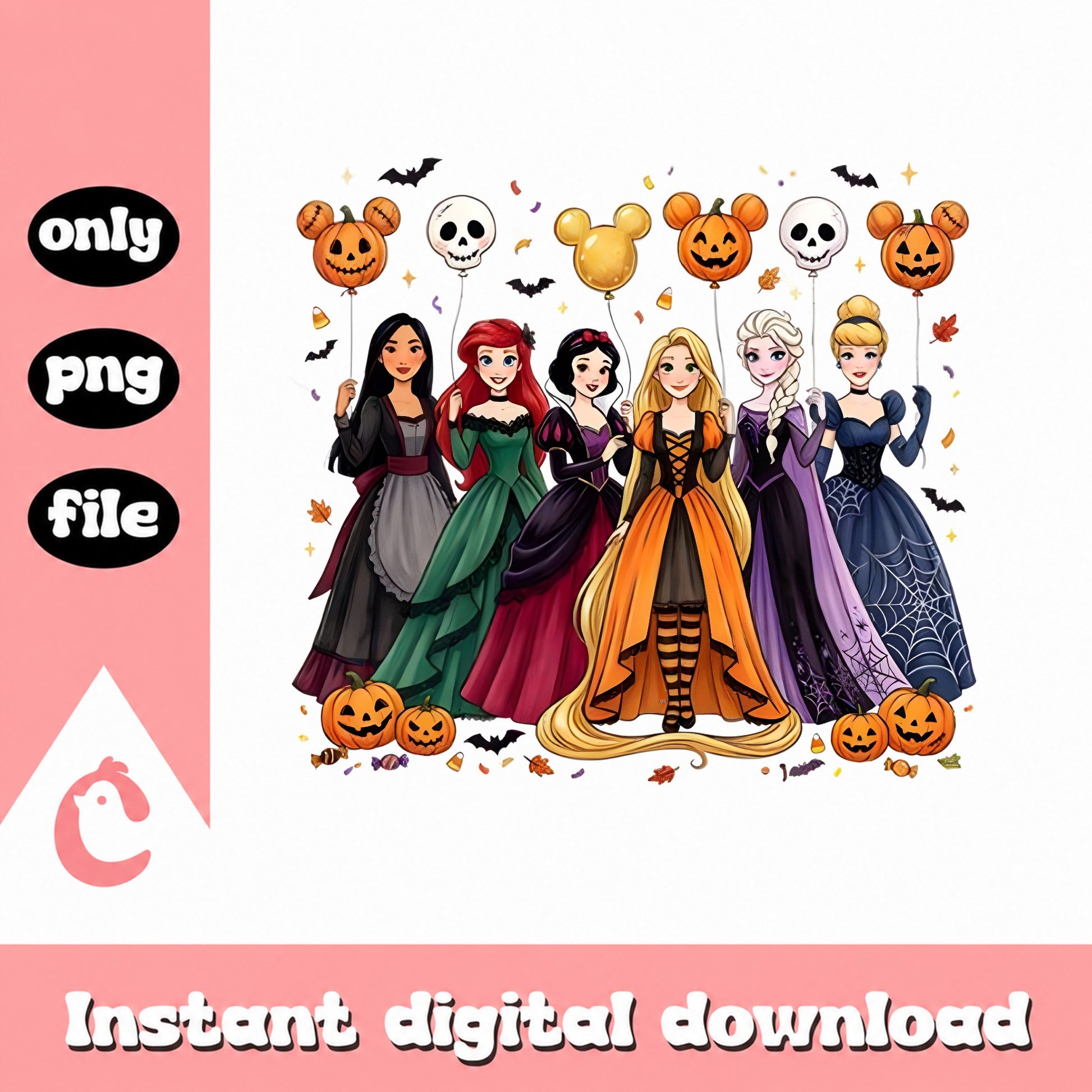 Disney Princess Halloween PNG, Rapunzel Ariel Elsa, Pumpkin PNG
