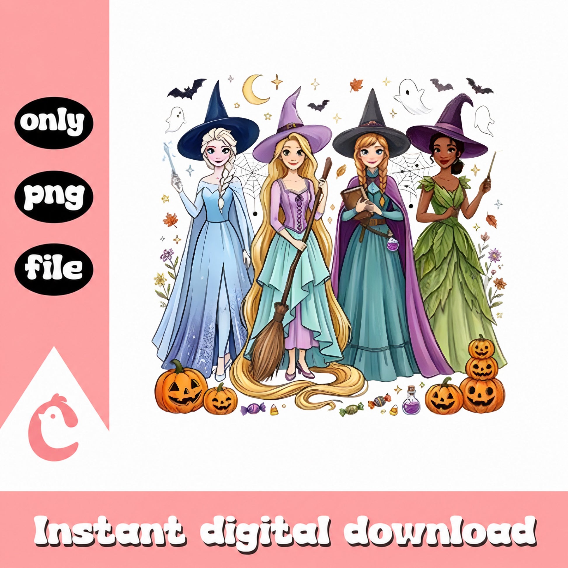 Disney Princess Halloween PNG, Witch Costume Clipart, PNG File