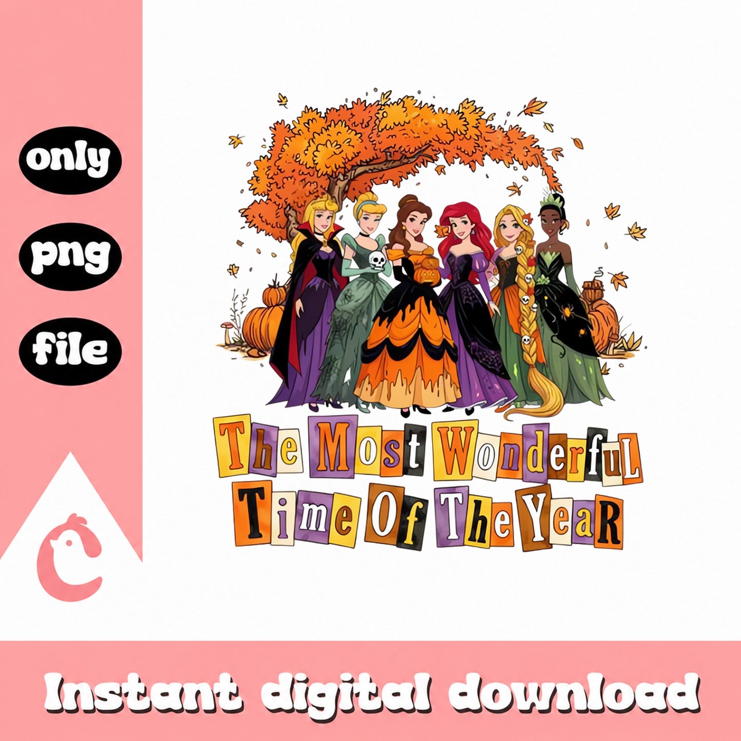 Disney Princess Halloween SVG Bundle, Fall Autumn Theme, PNG