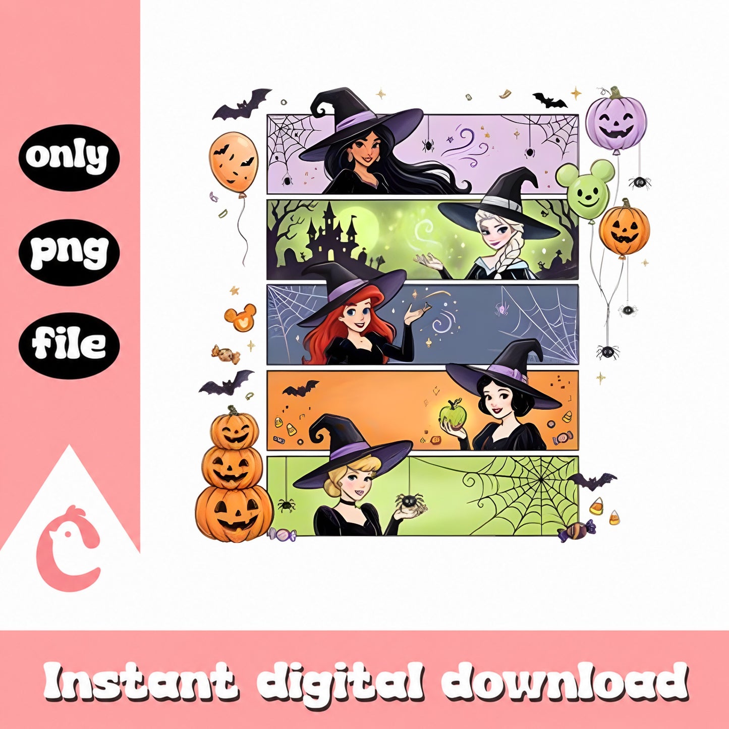 Disney Princess Halloween Witch Bundle, Halloween SVG, PNG