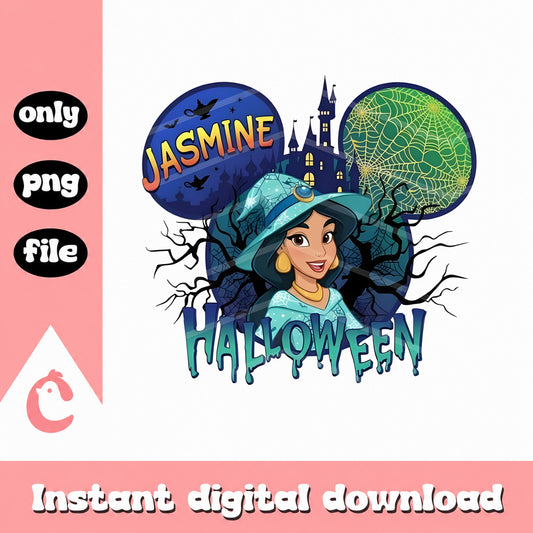 Disney Princess Jasmine Halloween PNG, Mickey Ears Design, PNG File