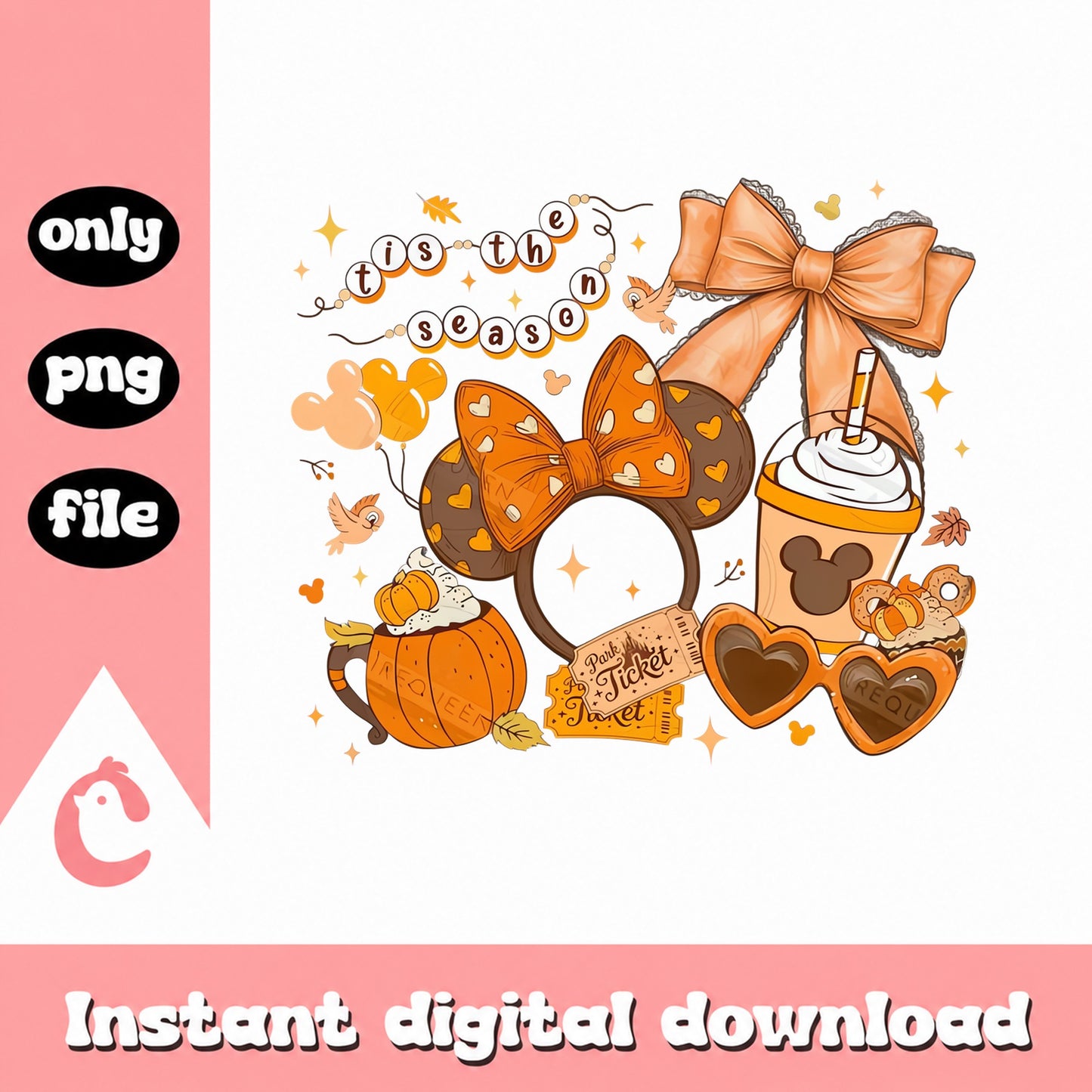 Disney Tis The Season Fall Bundle, Mickey Ears Halloween PNG, SVG