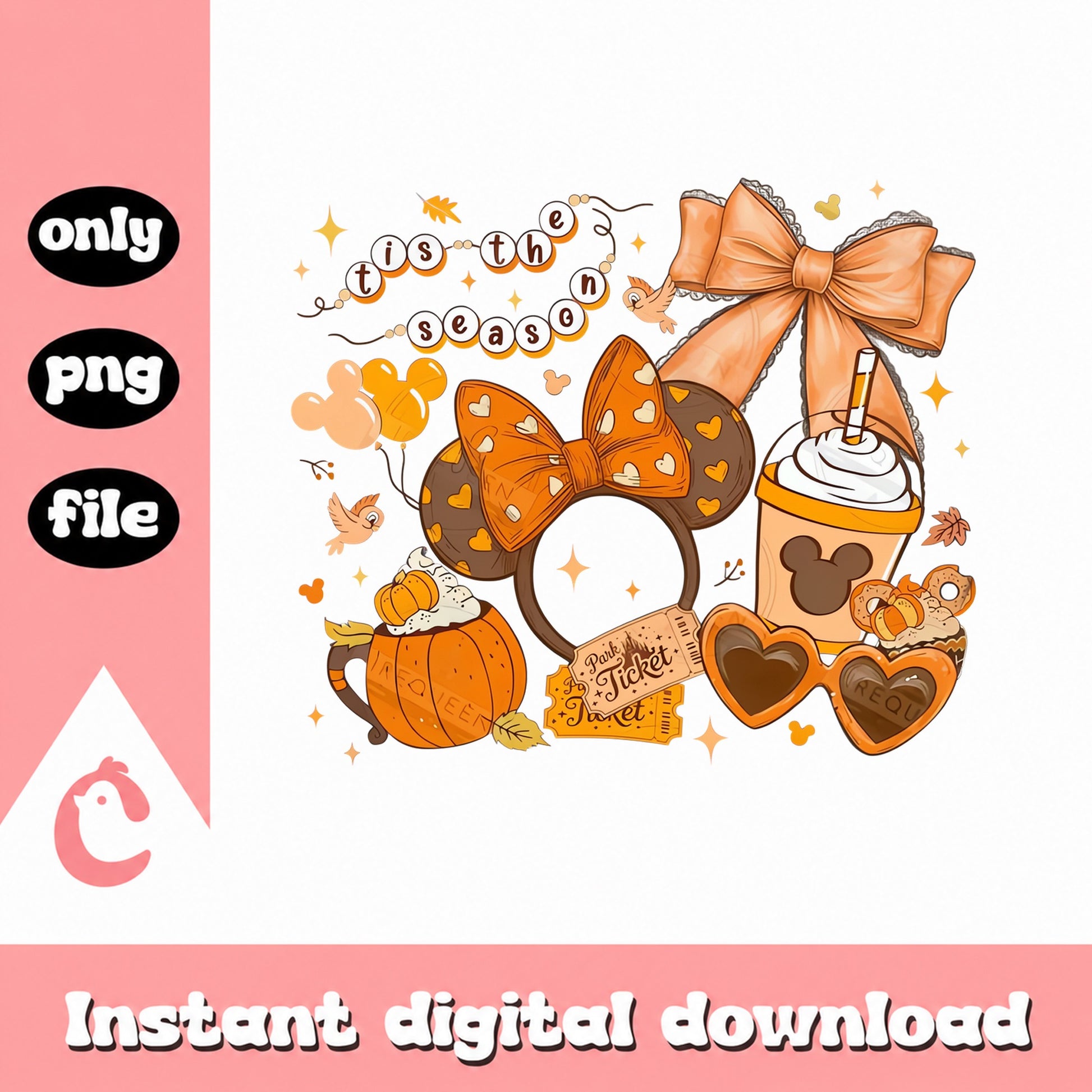 Disney Tis The Season Fall Bundle, Mickey Ears Halloween PNG, SVG
