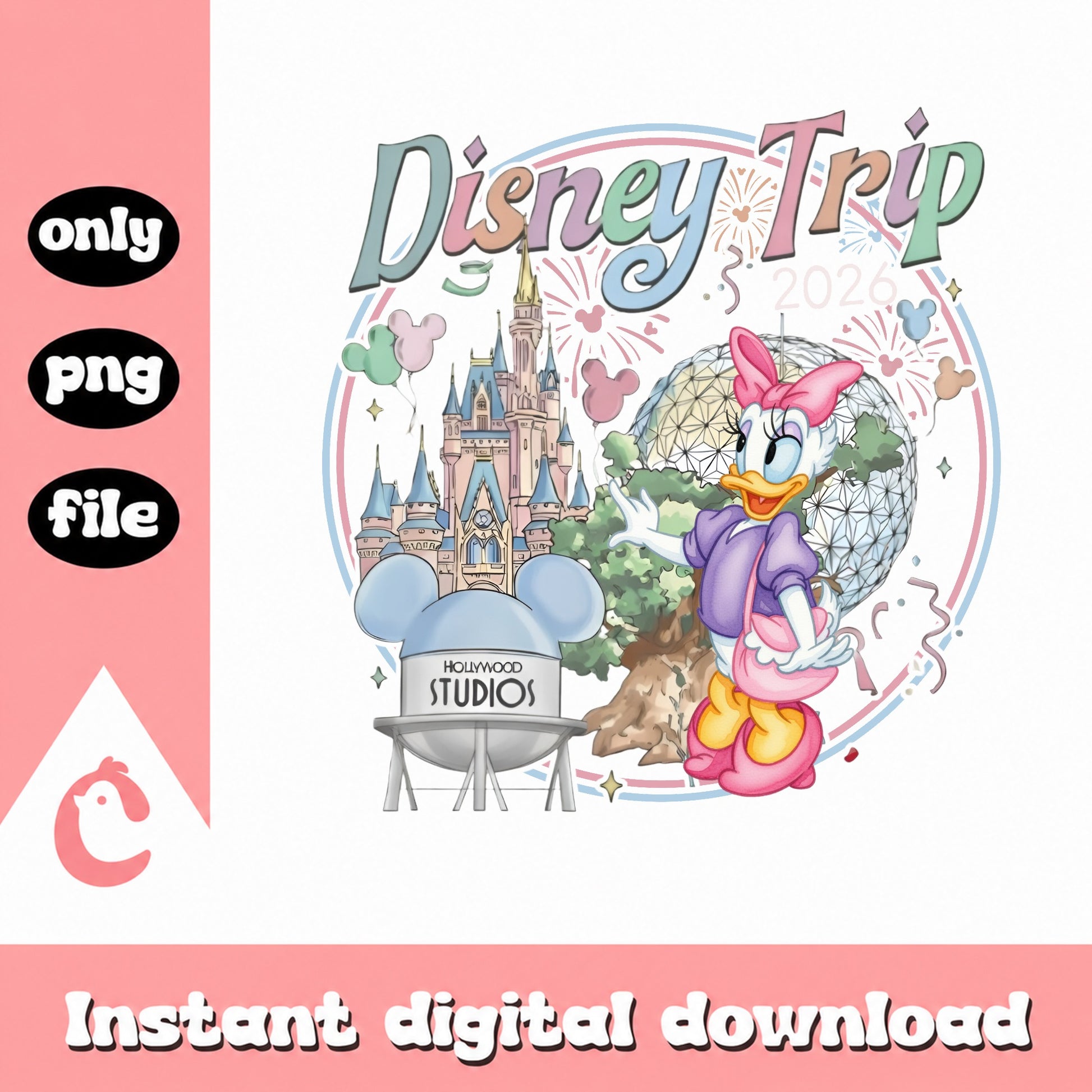 Disney Trip 2026 Daisy Duck PNG, Disney Castle PNG, Family Trip PNG