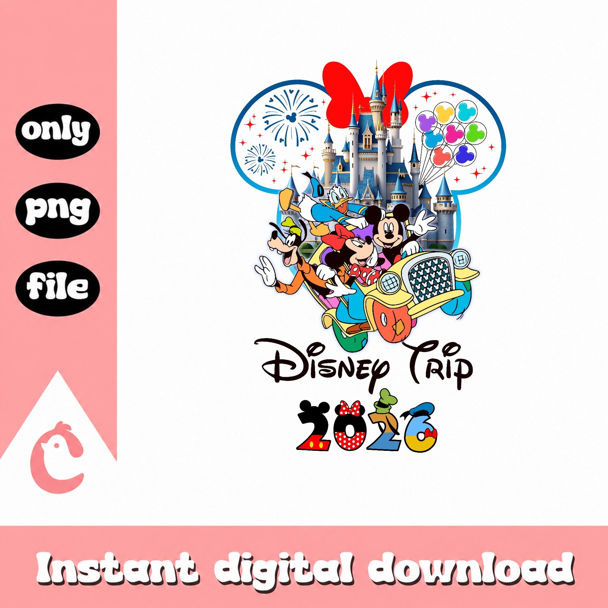 Disney Trip 2026 PNG, Mickey And Friends Castle PNG, Disney Family PNG