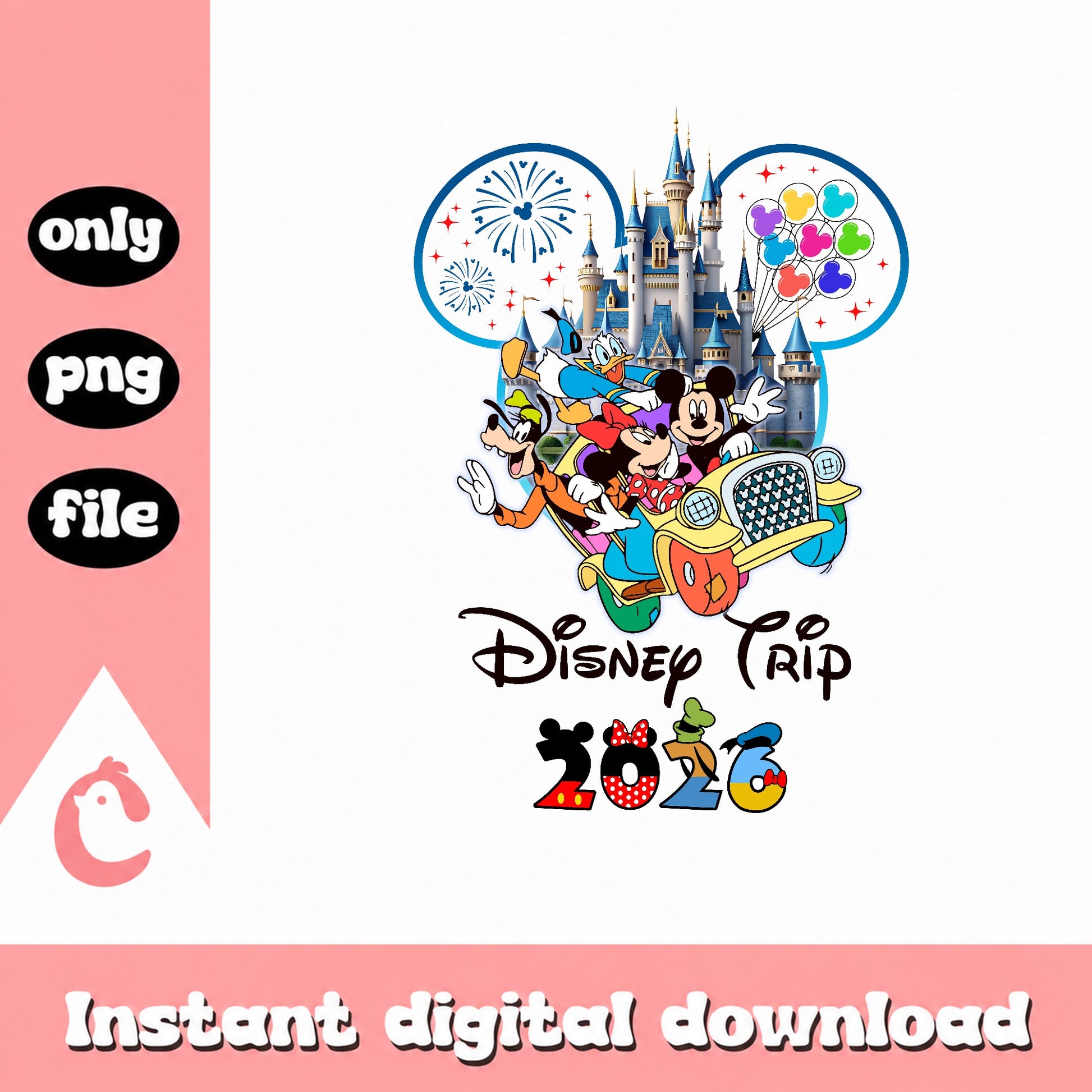Disney Trip 2026 PNG, Mickey And Friends Castle PNG, Disney PNG