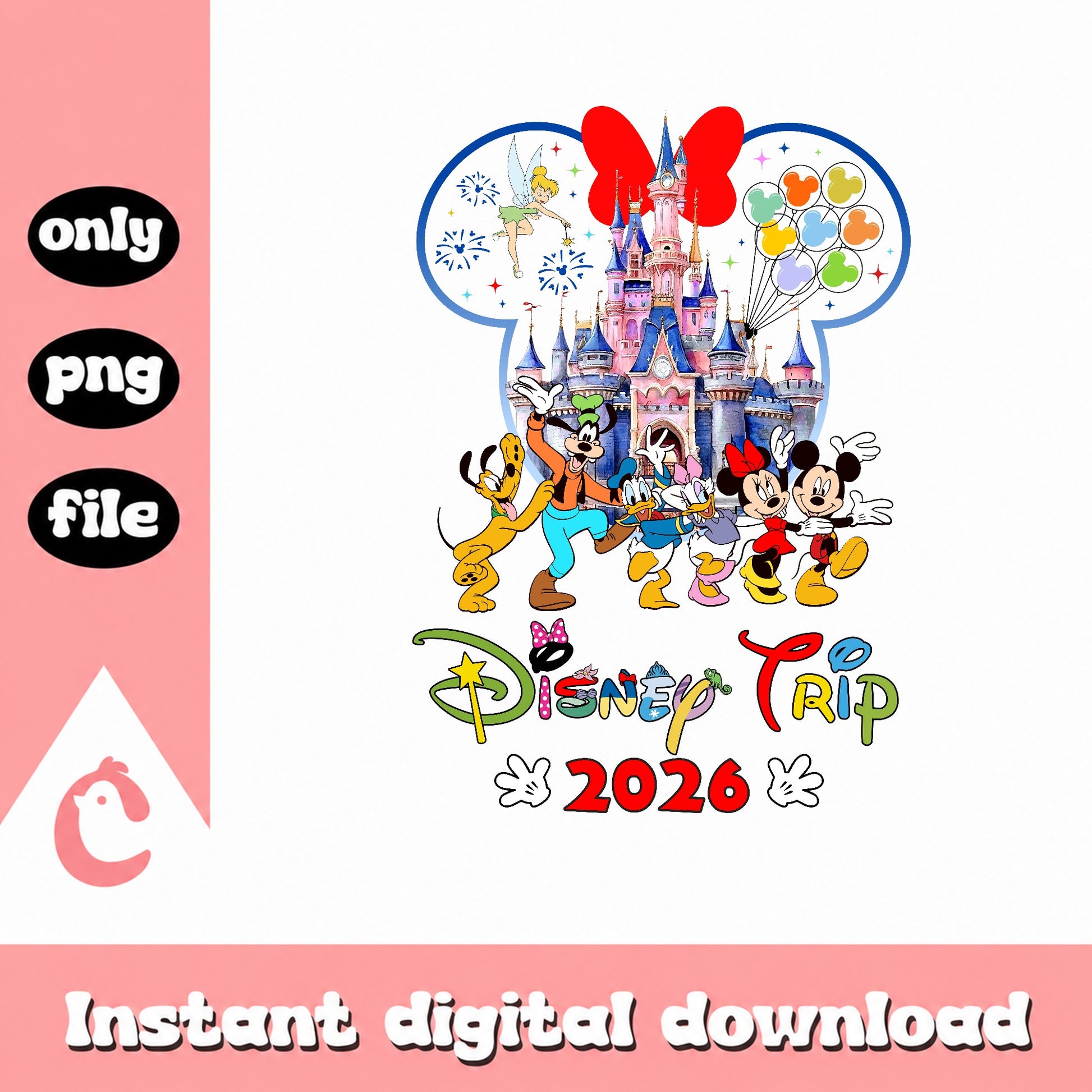 Disney Trip 2026 PNG, Mickey And Friends Castle PNG, Vacation PNG