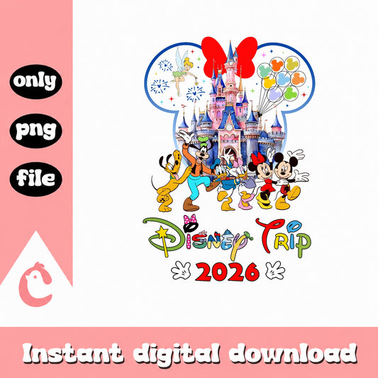 Disney Trip 2026 PNG, Mickey And Friends Castle PNG, Vacation PNG