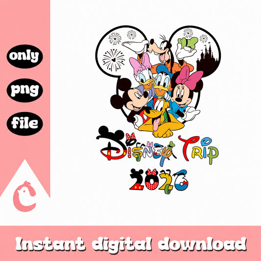 Disney Trip 2026 PNG, Mickey And Friends Disney, Family Vacation PNG