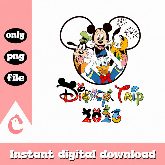 Disney Trip 2026 PNG, Mickey And Friends PNG, Disney Family PNG