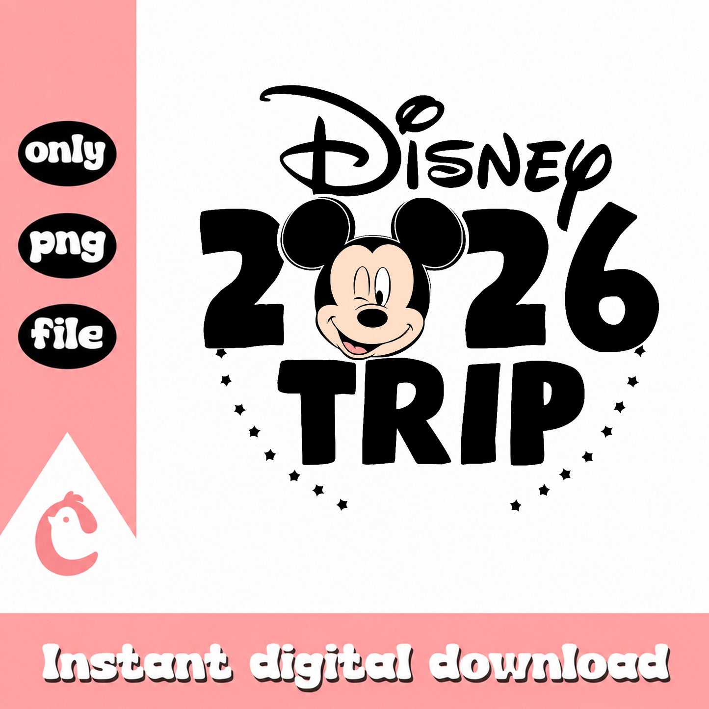 Disney Trip 2026 PNG, Mickey Mouse Family Vacation PNG, Disney PNG