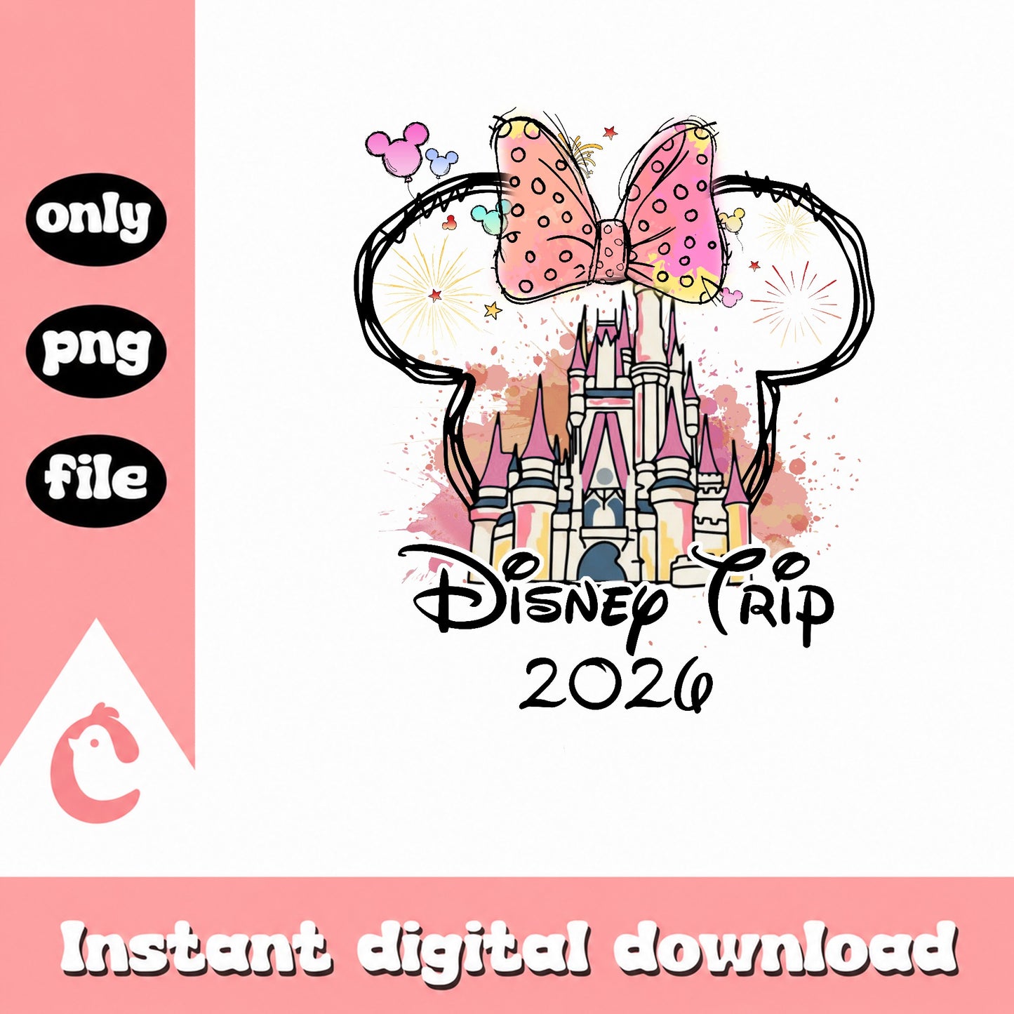 Disney Trip 2026 PNG, Minnie Mouse Castle PNG, Disney Family PNG