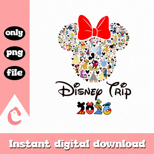 Disney Trip 2026 PNG, Minnie Mouse Characters PNG, Disney Vacation PNG