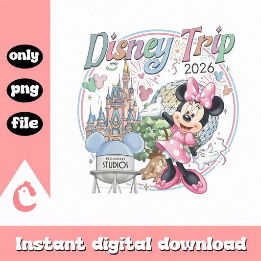 Disney Trip 2026 PNG, Minnie Mouse Disney Family Trip, Magic Kingdom PNG