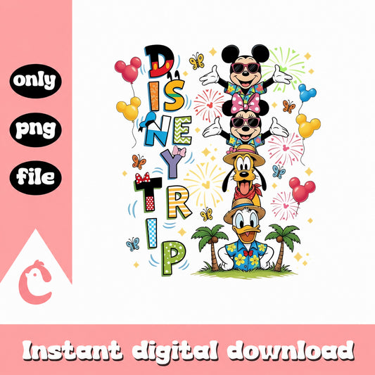 Disney Trip PNG, Mickey And Friends Vacation Design, PNG Only