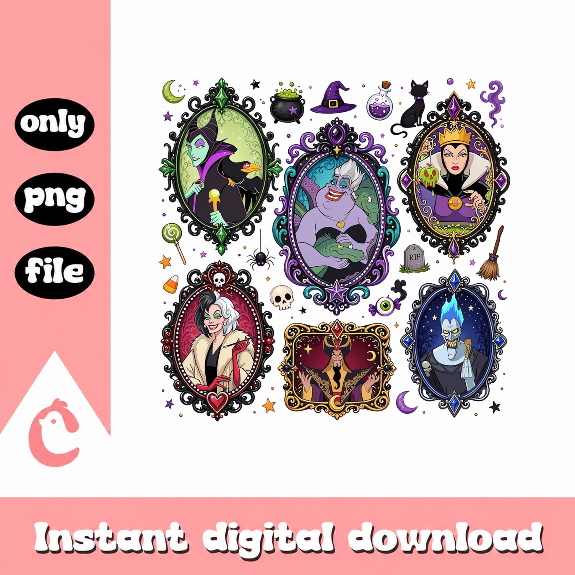 Disney Villains Halloween PNG Bundle, Evil Queen Maleficent, PNG