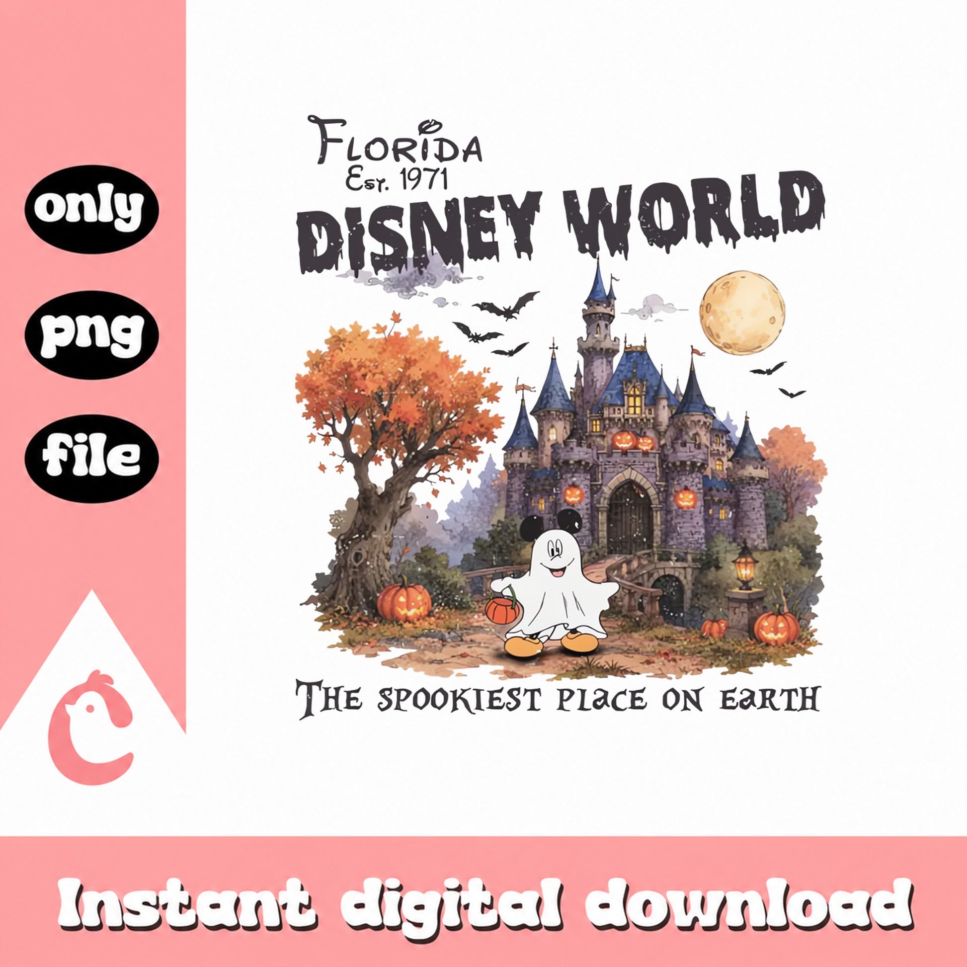 Disney World Halloween PNG, Mickey Ghost Castle, Florida PNG