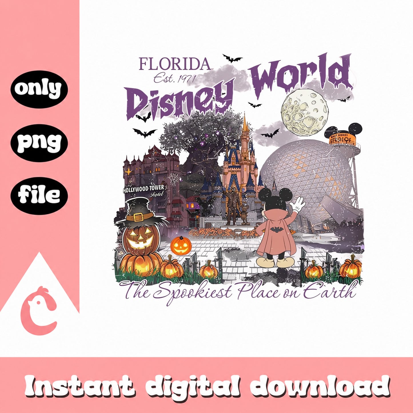 Disney World Halloween SVG, Florida Spooky Castle, Mickey PNG