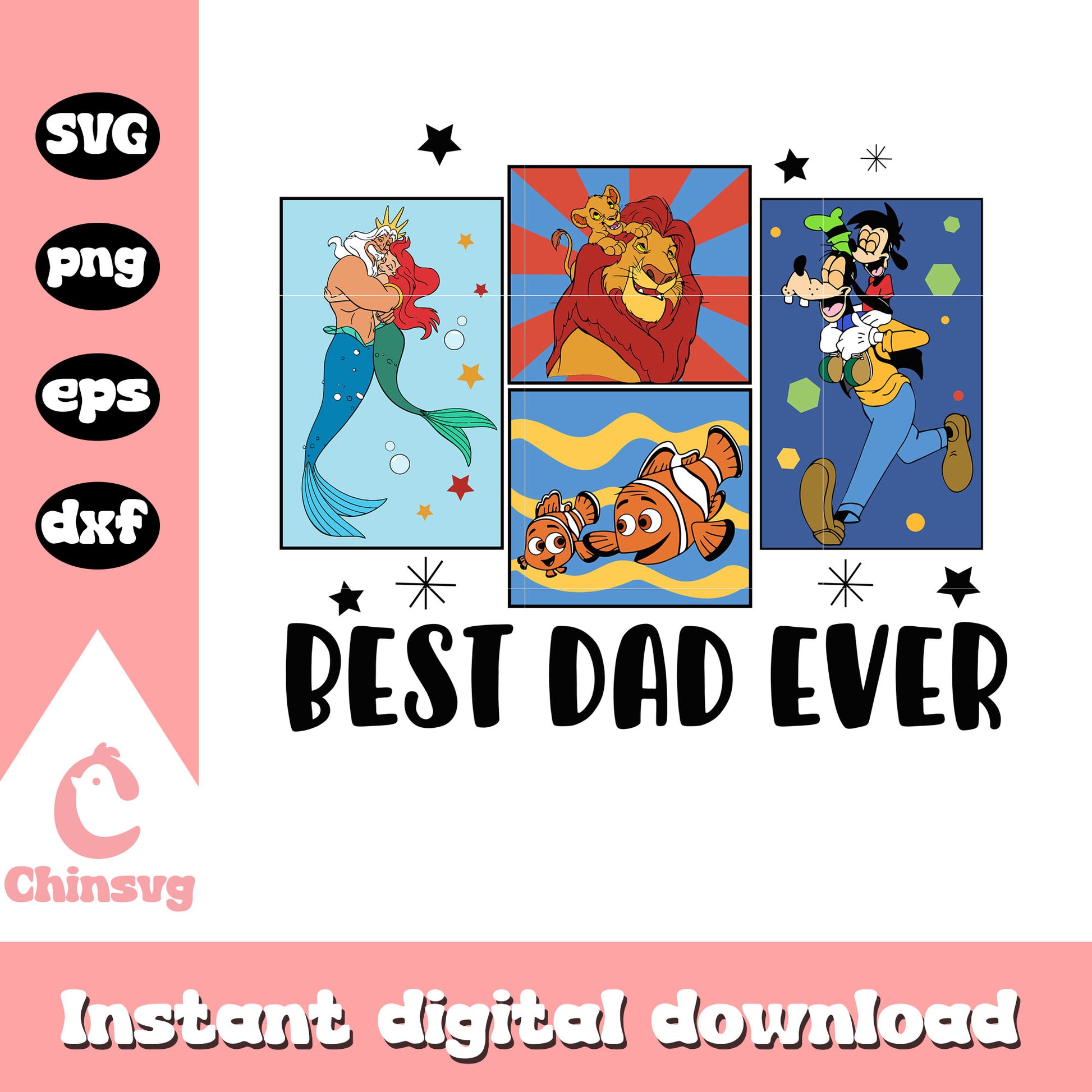 Disney characters best dad ever svg, disney character​ svg