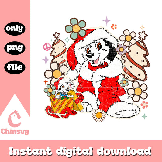 Disney dalmatian dog santa christmas png, dalmatian christmas png