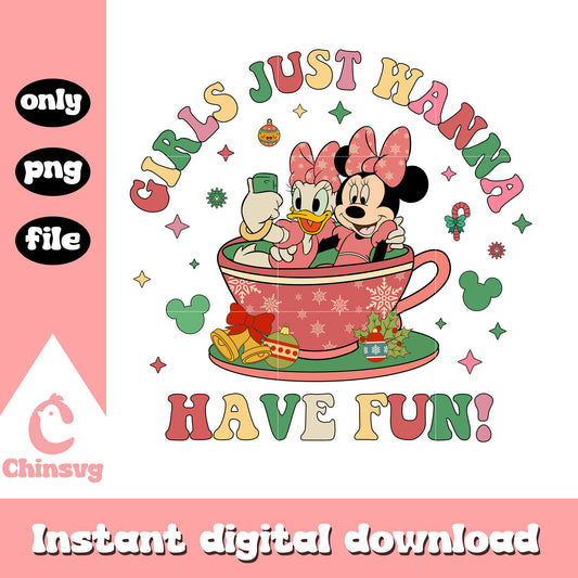Disney girls just wanna have fun png, christmas quote​ png