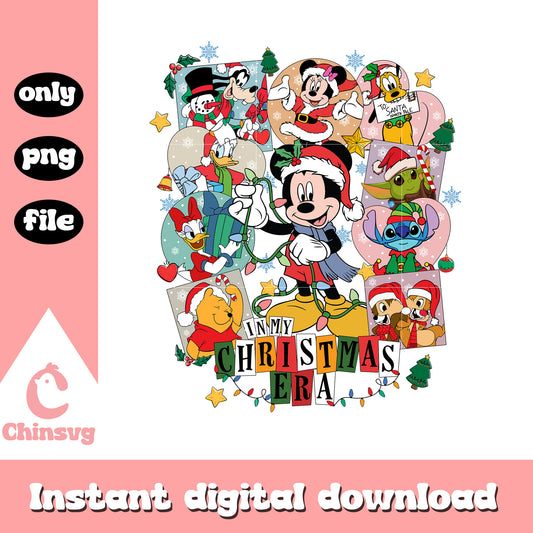 Disney in my christmas era png, mickey mouse and friends christmas​ png