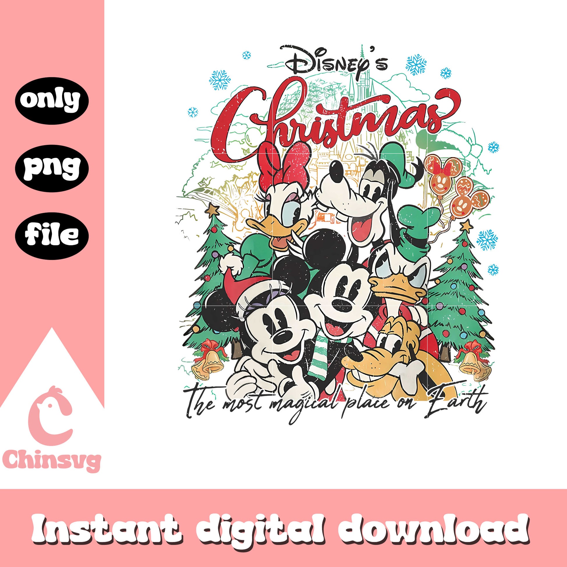 Disney's christmas most magical place png, christmas quote png
