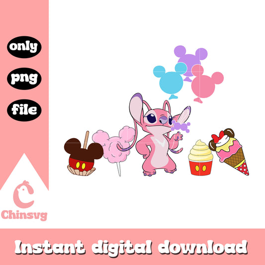 Disney angel balloon with ice cream png, angel stitch disney​ png