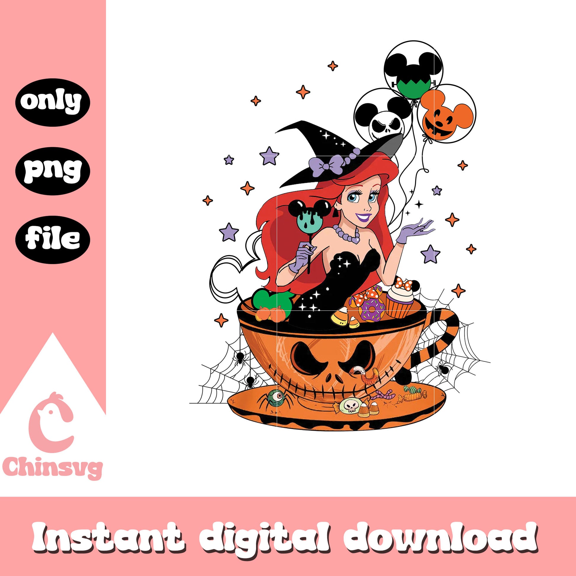Disney ariel princess witch balloon png, disney ariel princess png