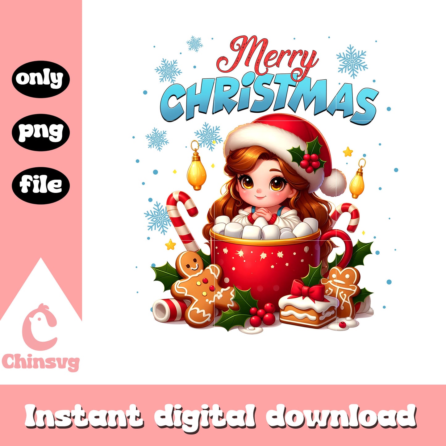 Disney belle merry christmas png, disney princess png