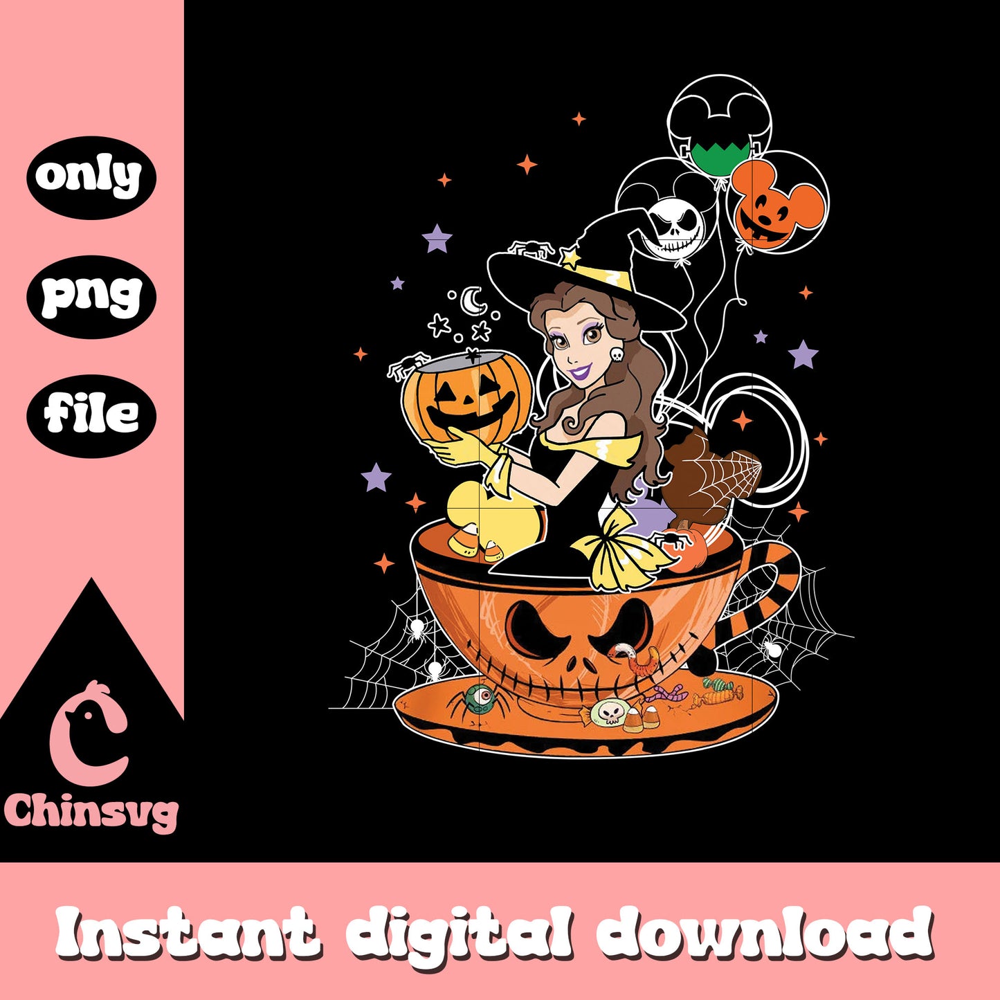 Disney belle princess witch balloon art png, disney belle princess png