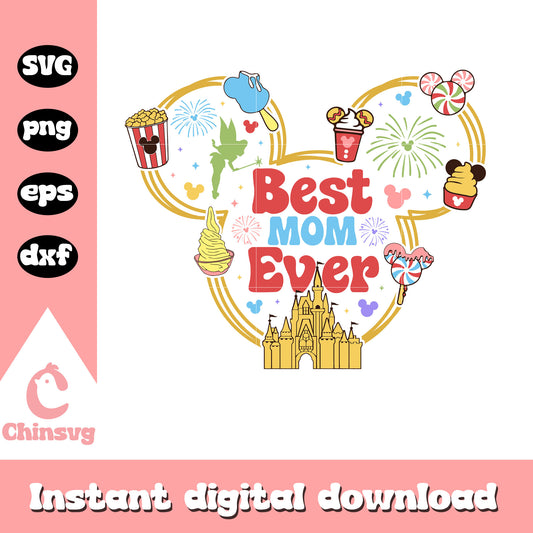 Disney best mom ever svg, mickey head svg, disney castle svg