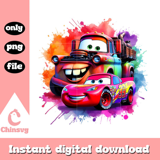 Disney cars mater and lightning mc queen png, disney cars characters png