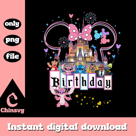 Disney castle angel birthday png, happy birthday disney​ png