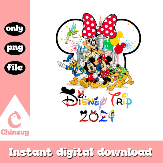 Disney castle disney trip 2024 png, disney trip png, minnie head png
