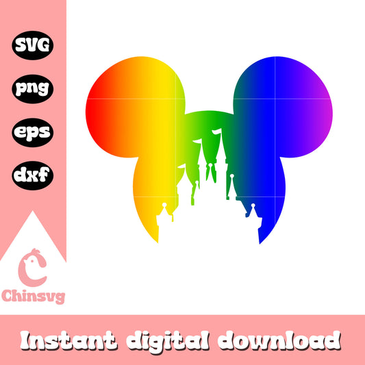 Disney castle mickey head design svg, disney castle svg