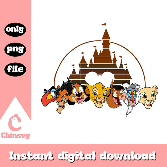 Disney castle the lion king character png, simba and friends png